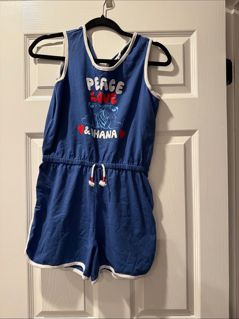 Cat & Jack Blue Romper with Red Accents - "Peace Love & Ohana"